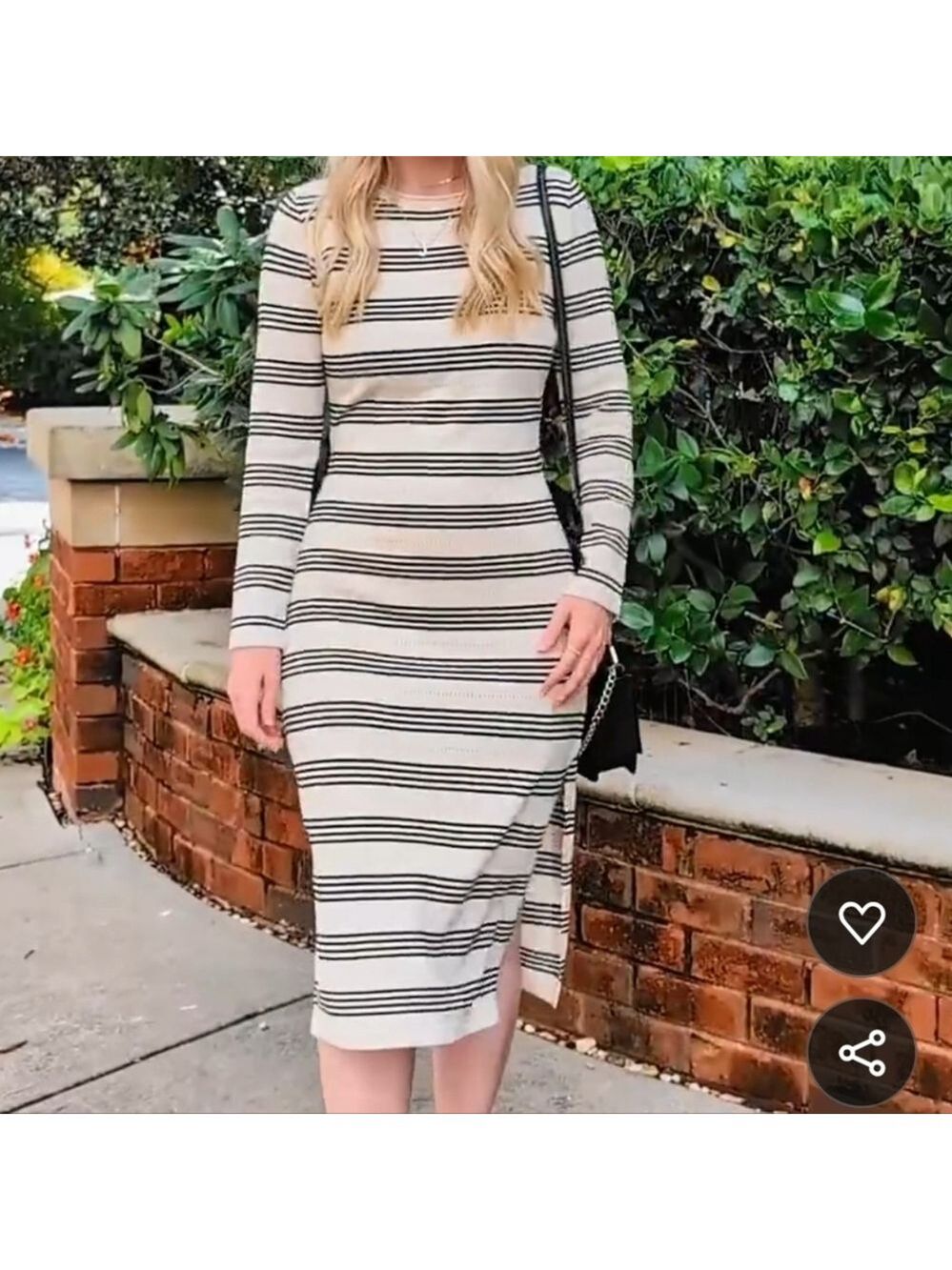 ZESICA Women's Fall Long Sleeve Striped Knit Midi Dress NWT Size S